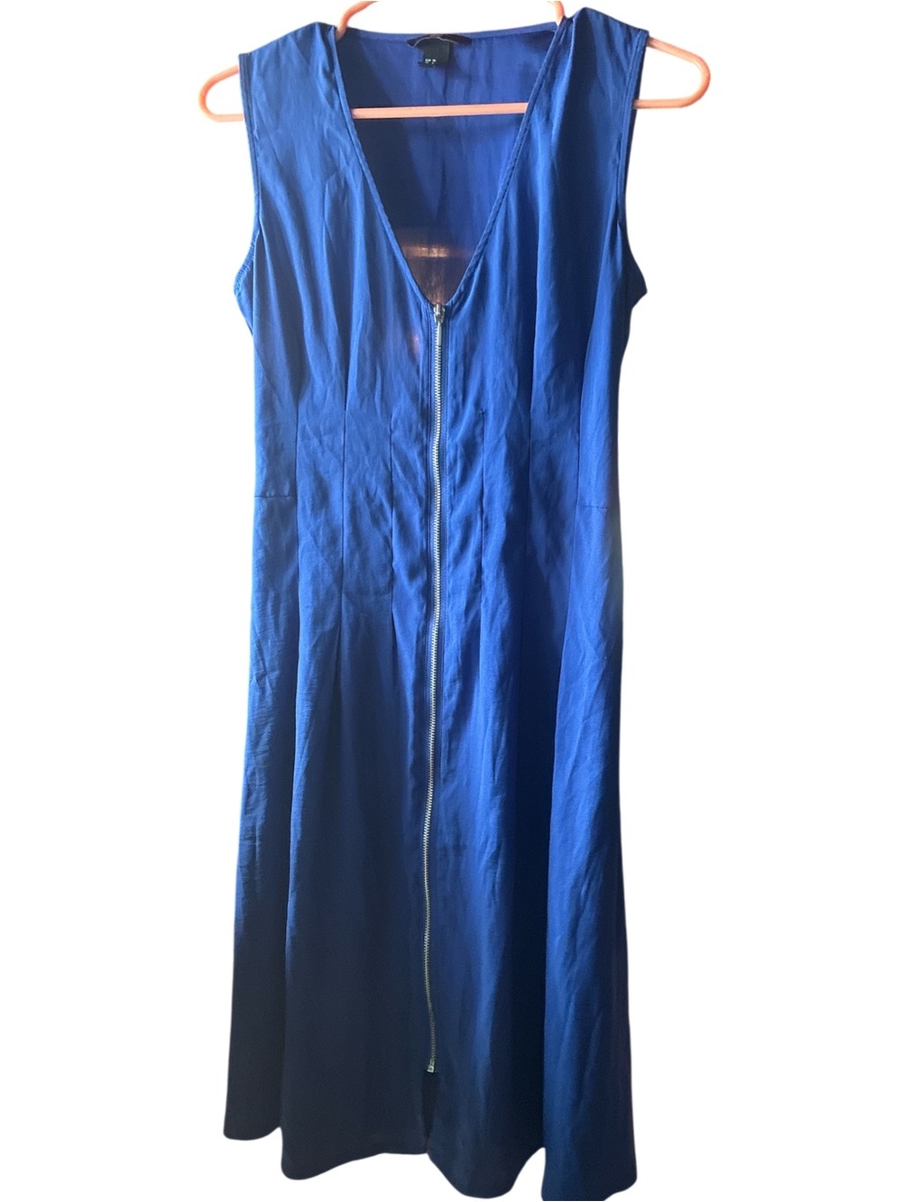 H&M Royal Blue Sleeveless Zip-Front Midi Dress - Picture 2 of 4